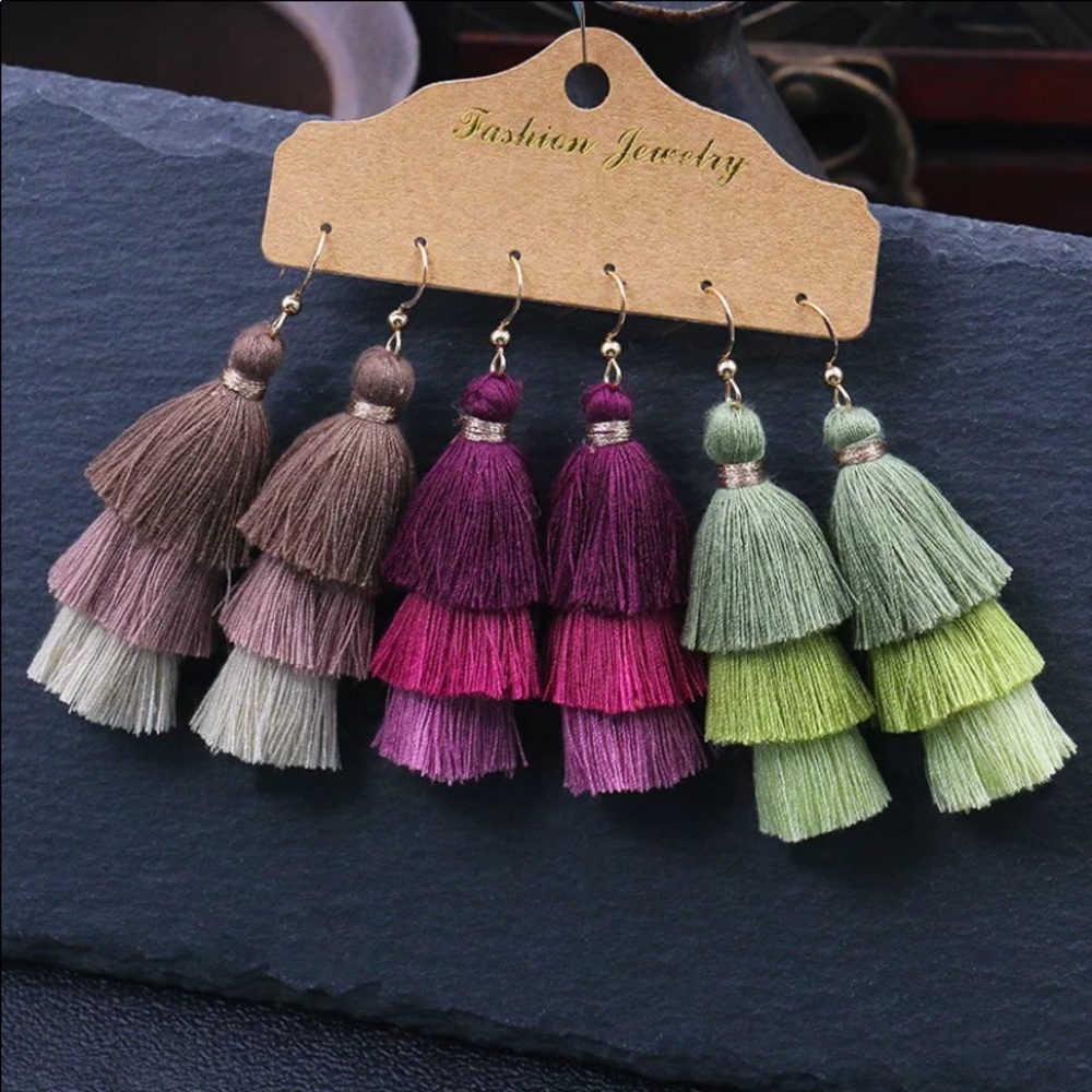 3 pairs of earrings boho style